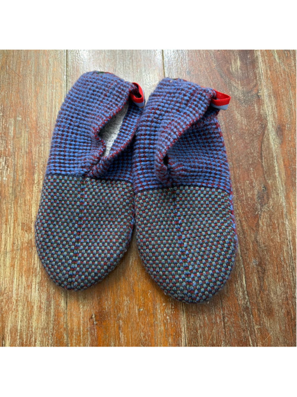 Bombas Knit Gripper Slipper Socks Blue Red Medium M